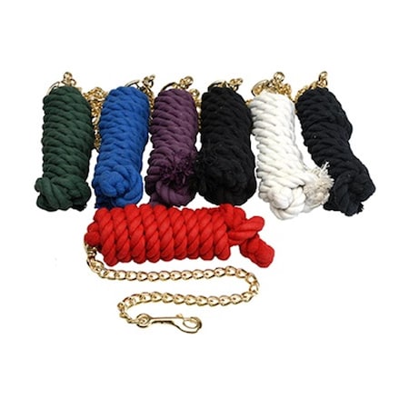 Jacks 075 in x 10 ft Cotton Lead Rope with 20 in Brass Plated Snap Navy 1307NV